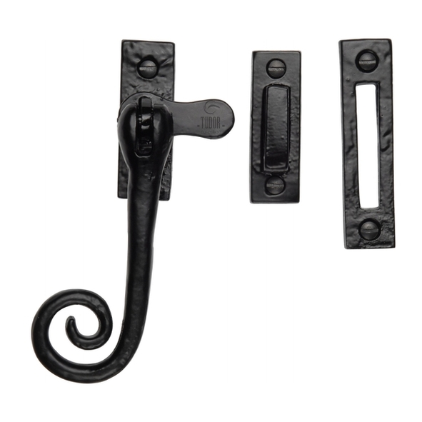 TC490 MP/HP • Mortice & Hook Plate • Antique Black Iron • Heritage Brass Mortice Plate Curly Tail Casement Fastener